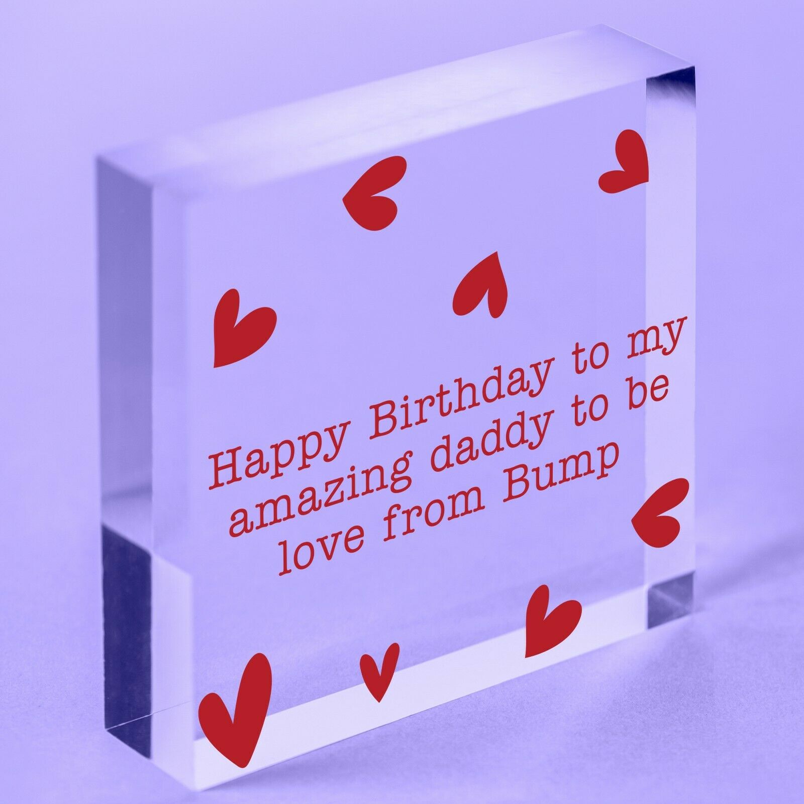 Daddy To Be From Bump Happy Birthday Acrylic Block Dad Father Funny Card Baby