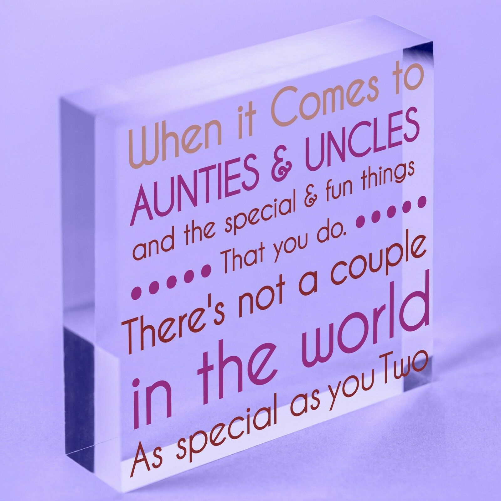 Auntie And Uncle Gifts Acrylic Block Auntie Uncle Birthday Christmas Gifts[Bag Not Included]