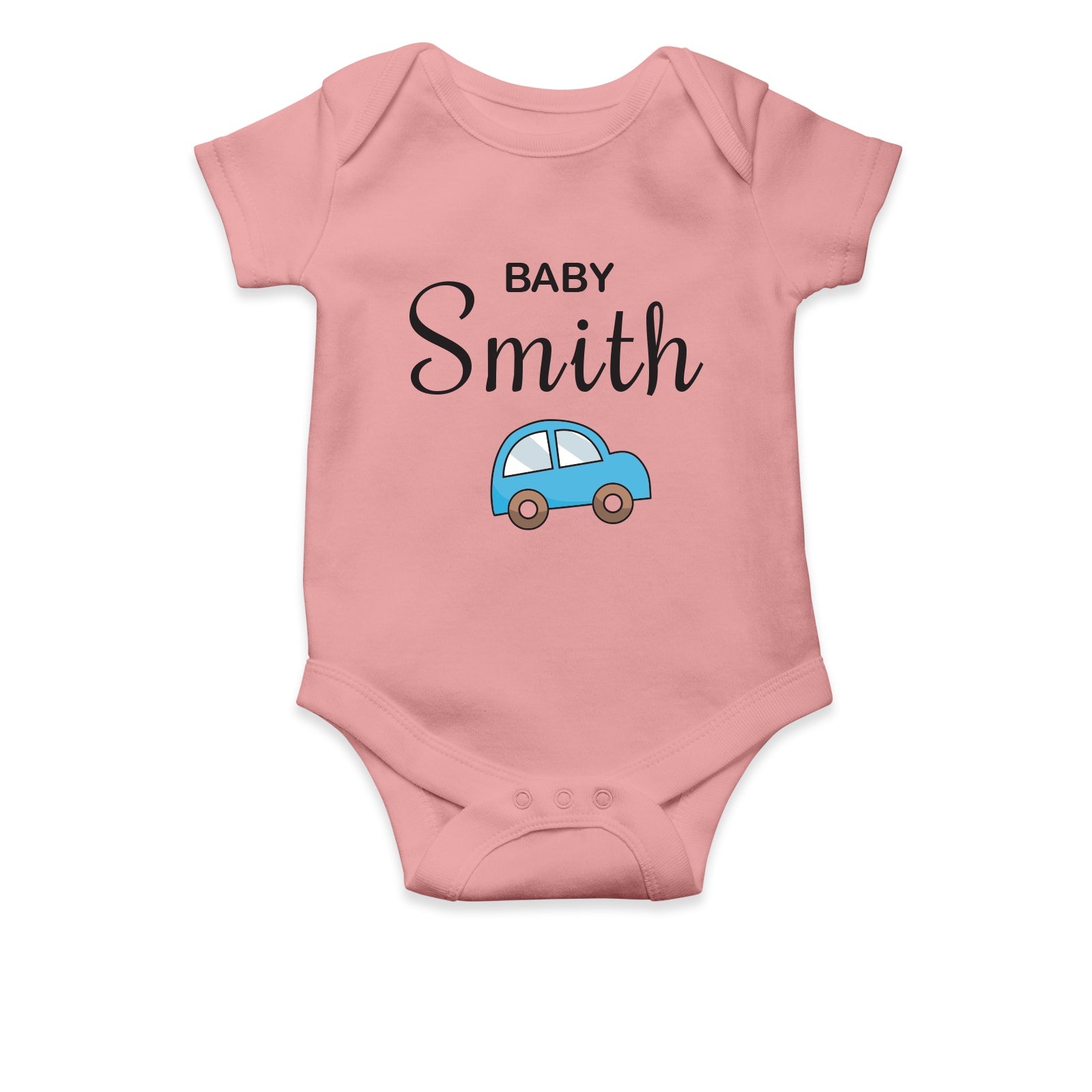 Personalised White Baby Body Suit Grow Vest - Blue Car