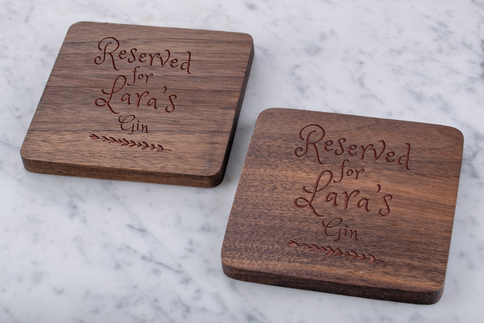 Personalised Wooden Walnut Coaster Square - Greek Style