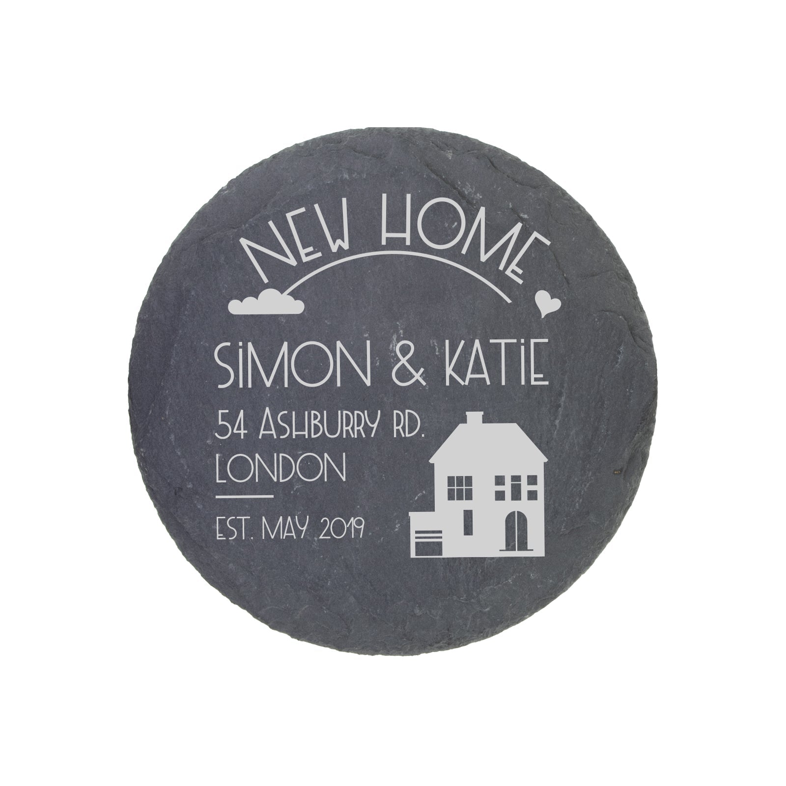 Personalised Engraved Slate Coaster Round - Home Special