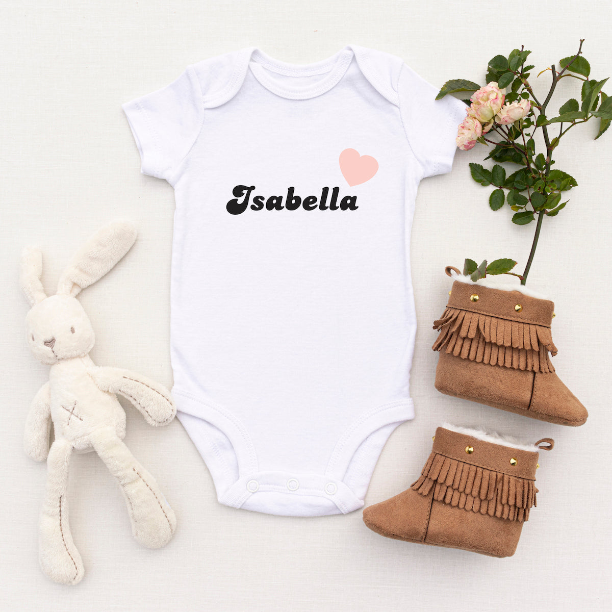 Personalised White Baby Body Suit Grow Vest - Any Text