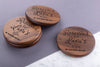 Personalised Engraved Walnut Coaster Round - Bold