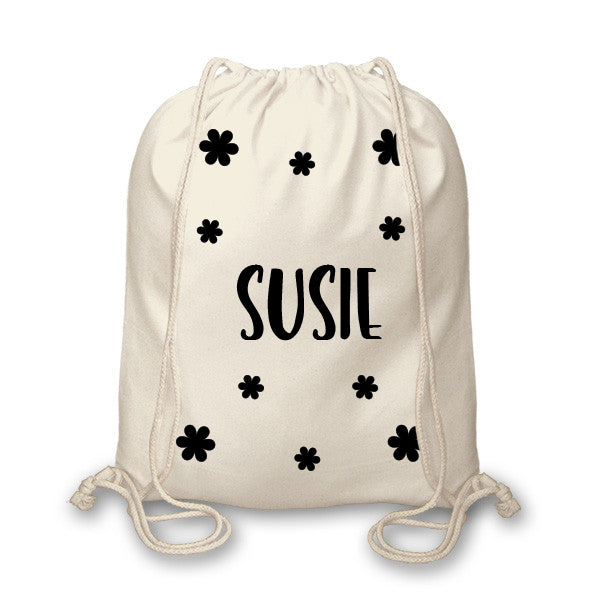 Personalised Name Kids Gym Bag - Cream