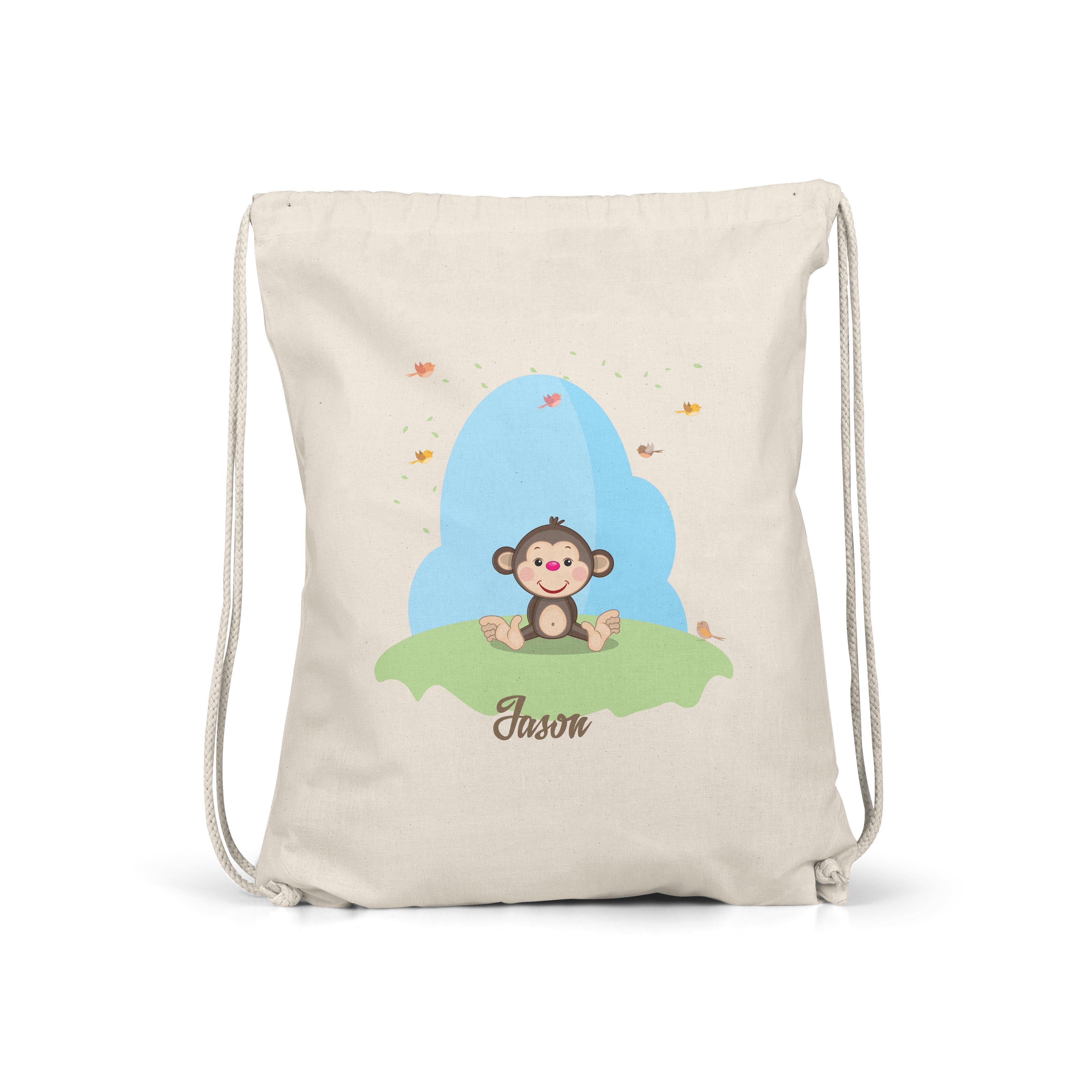 Cute Animals - Personalised Kids Gym Bag - Chimp