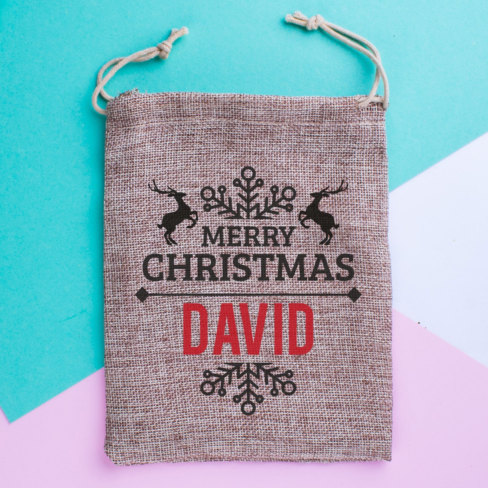 Mini Personalised Christmas Sack - Festive