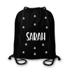 Personalised Name Kids Drawstring Gym Bag - Black