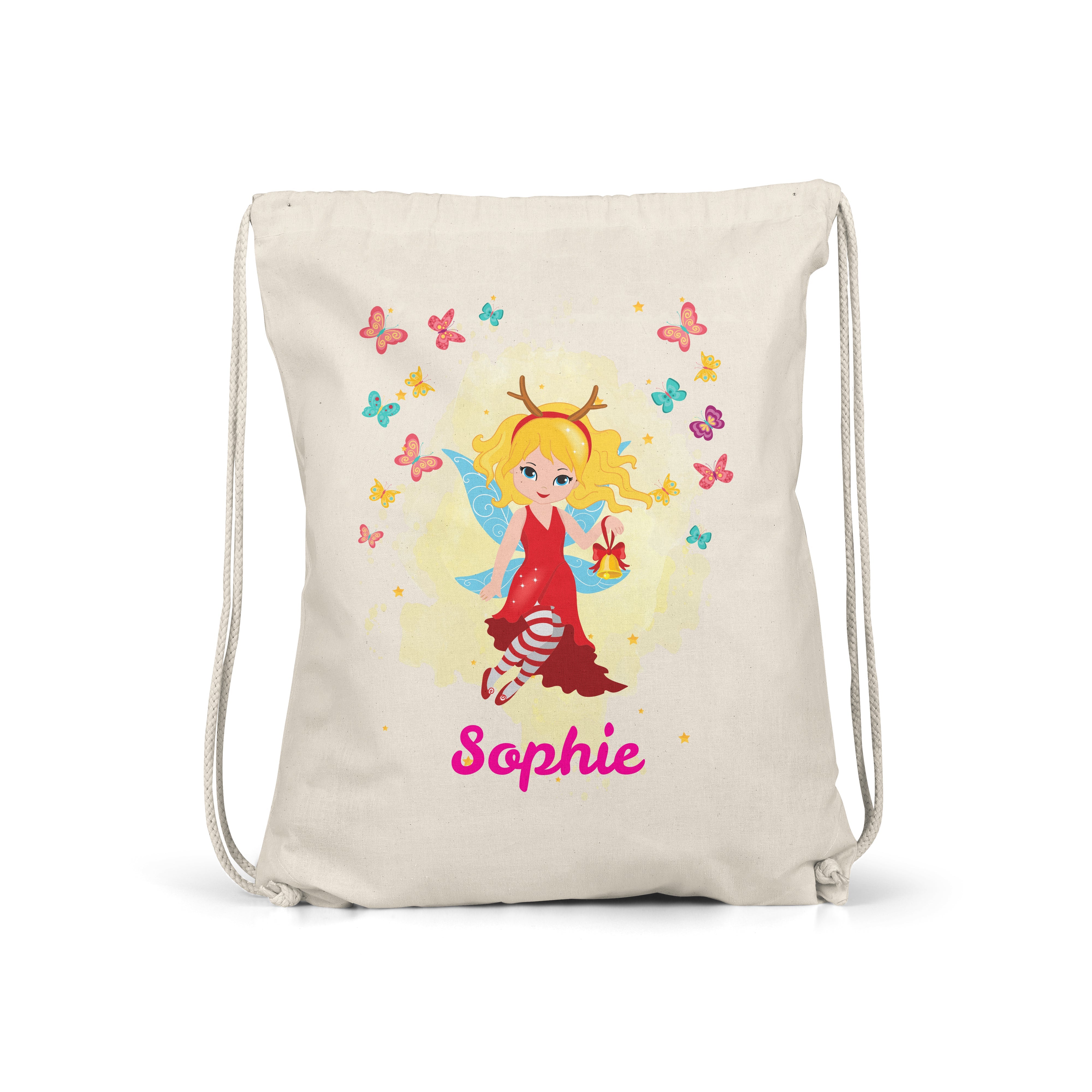 Fairy -  Personalised Kids Gym Bag - Deep Red