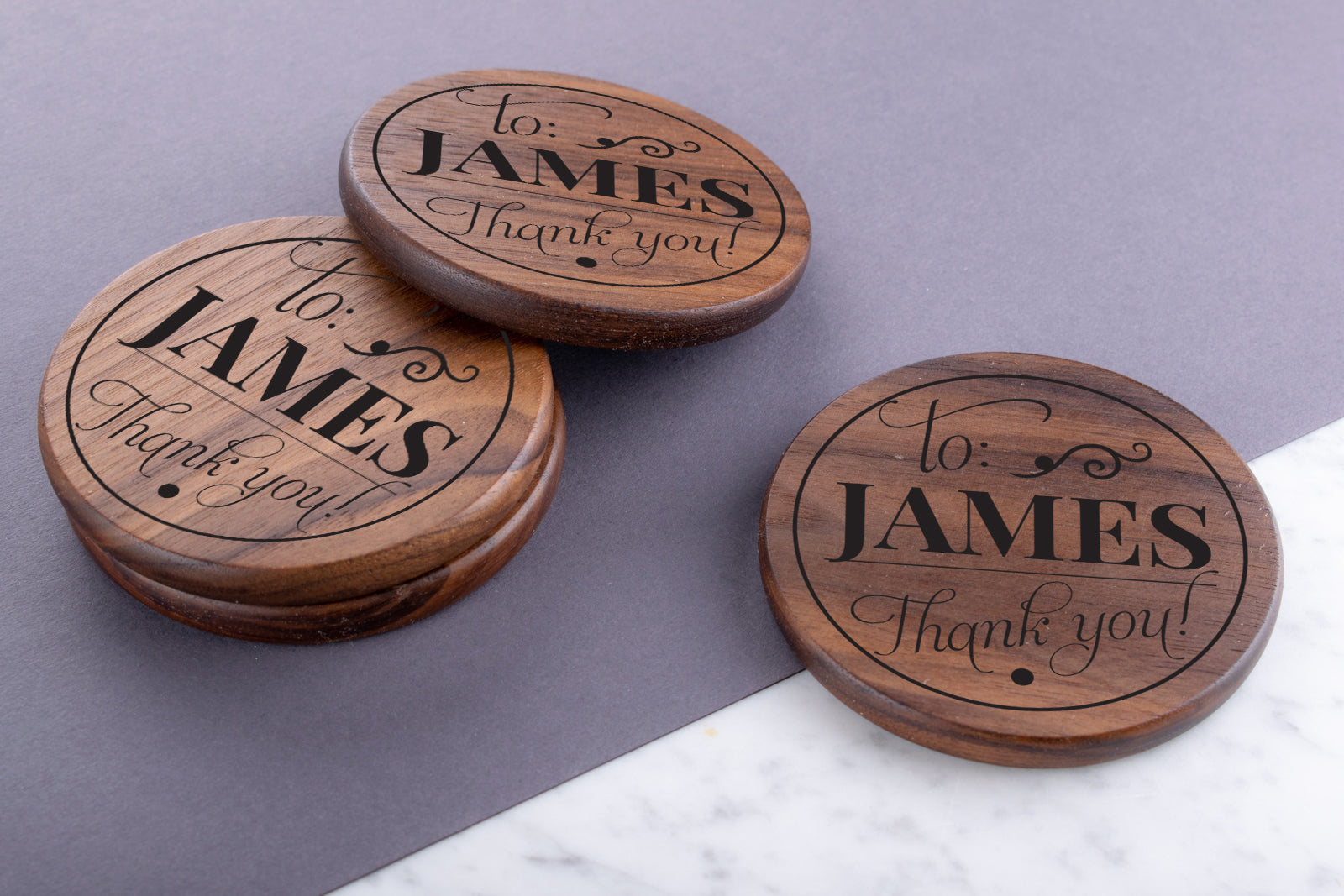 Personalised Engraved Walnut Coaster Round - Drinks All Round