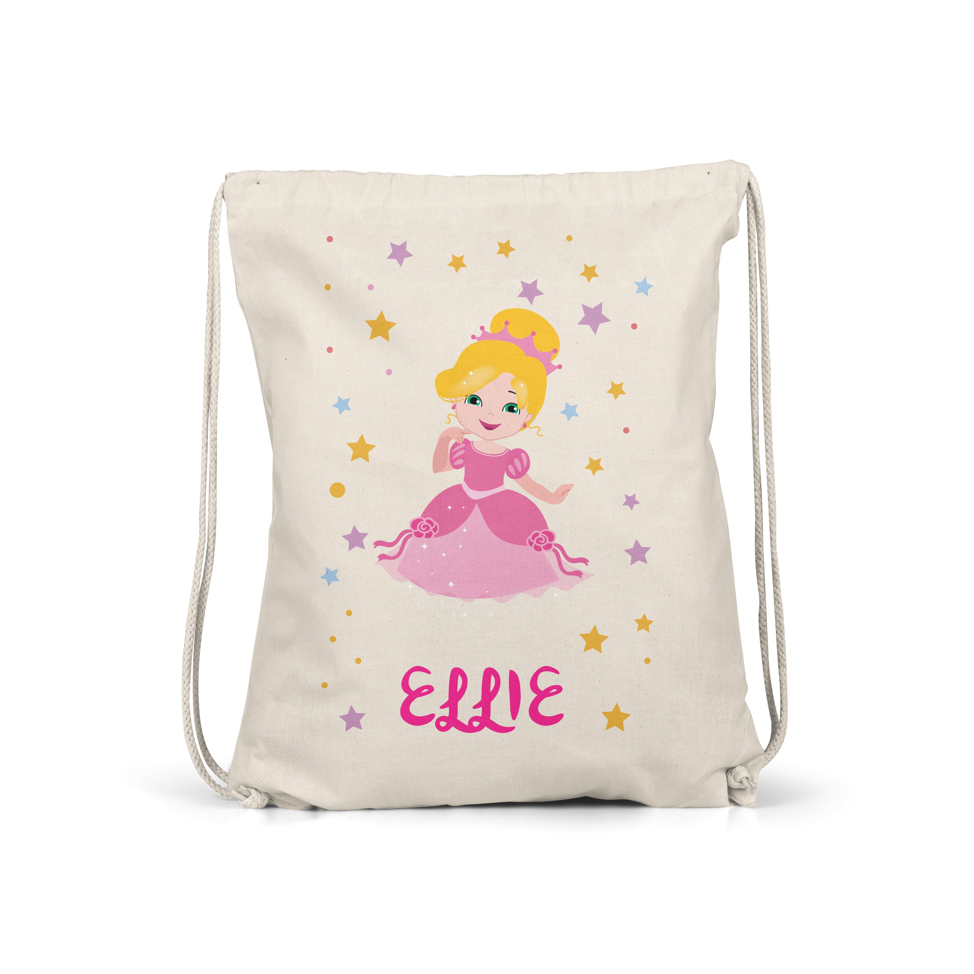 Personalised Kids Gym Bag - Pink Princess + Blonde