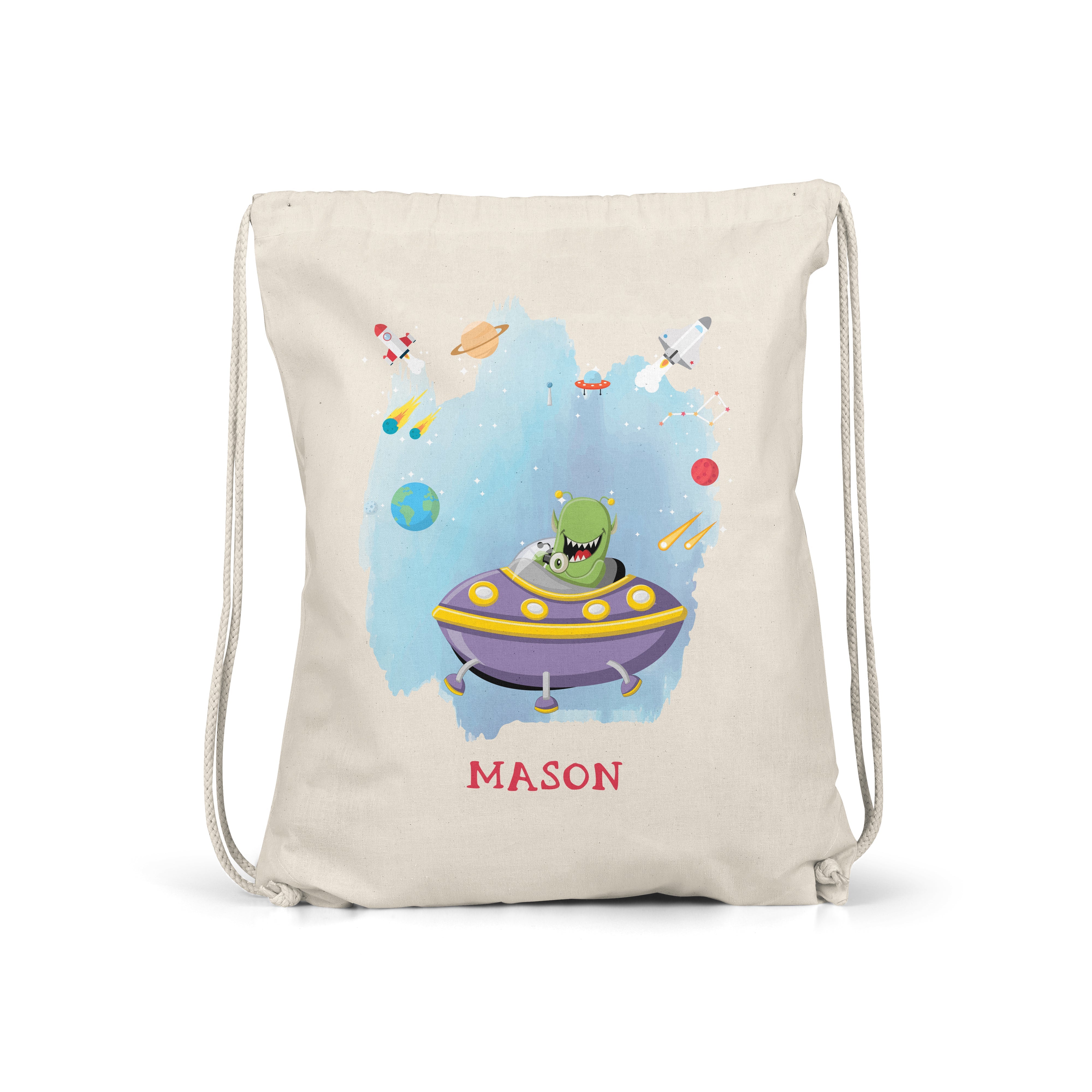 Space -  Personalised Kids Gym Bag - Outer Worlds
