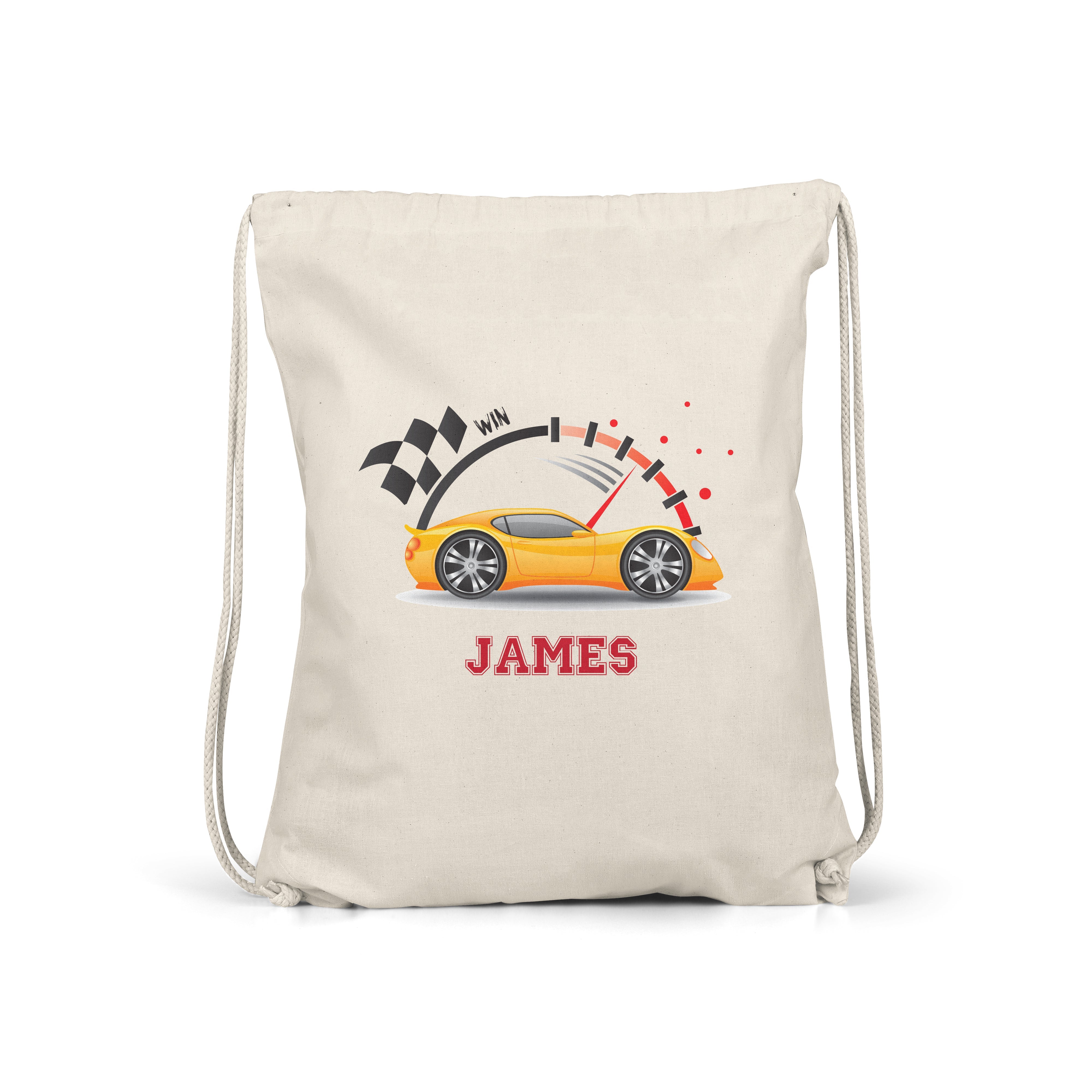 Car - Personalised Kids Gym Bag - Multiple Colours - Perfect Gift - Super Yellow