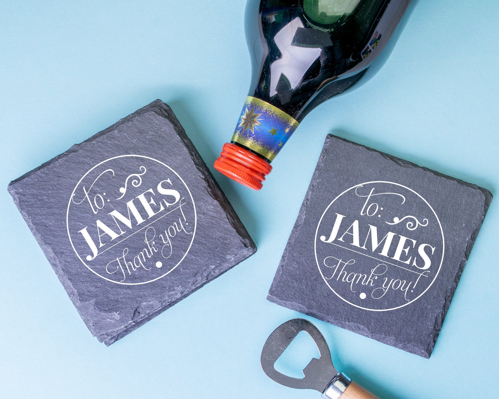 Personalised Engraved Slate Coaster Square - Drinks on me!
