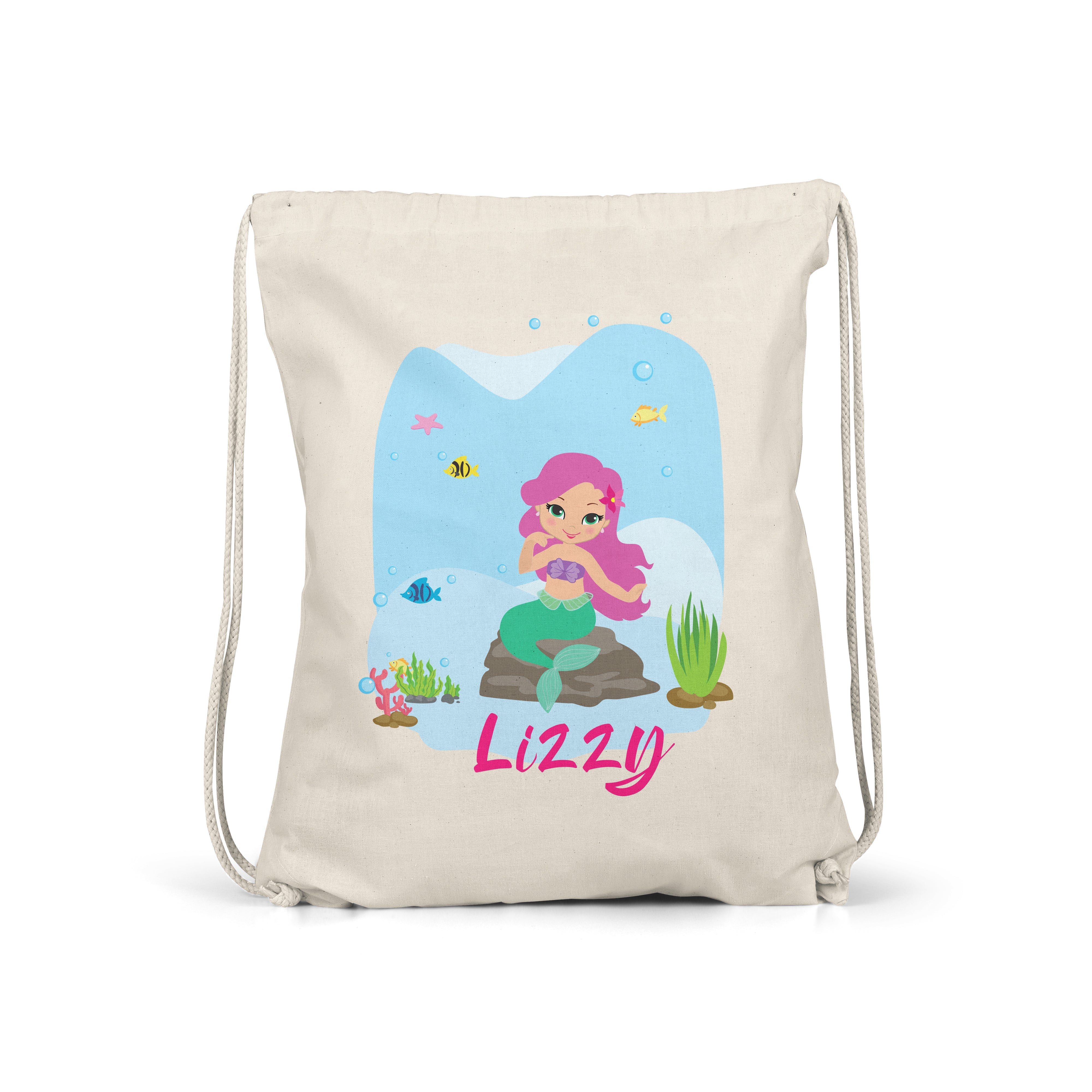 Mermaid - Personalised Kids Gym Bag - Multiple Colours - Perfect Gift - Pink