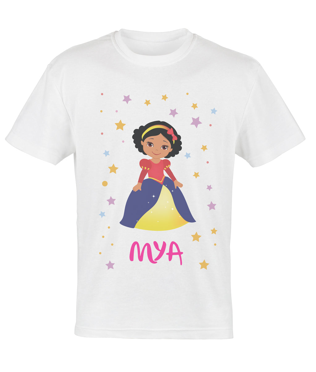 Personalised Princess T-Shirt - Blue  + Yellow