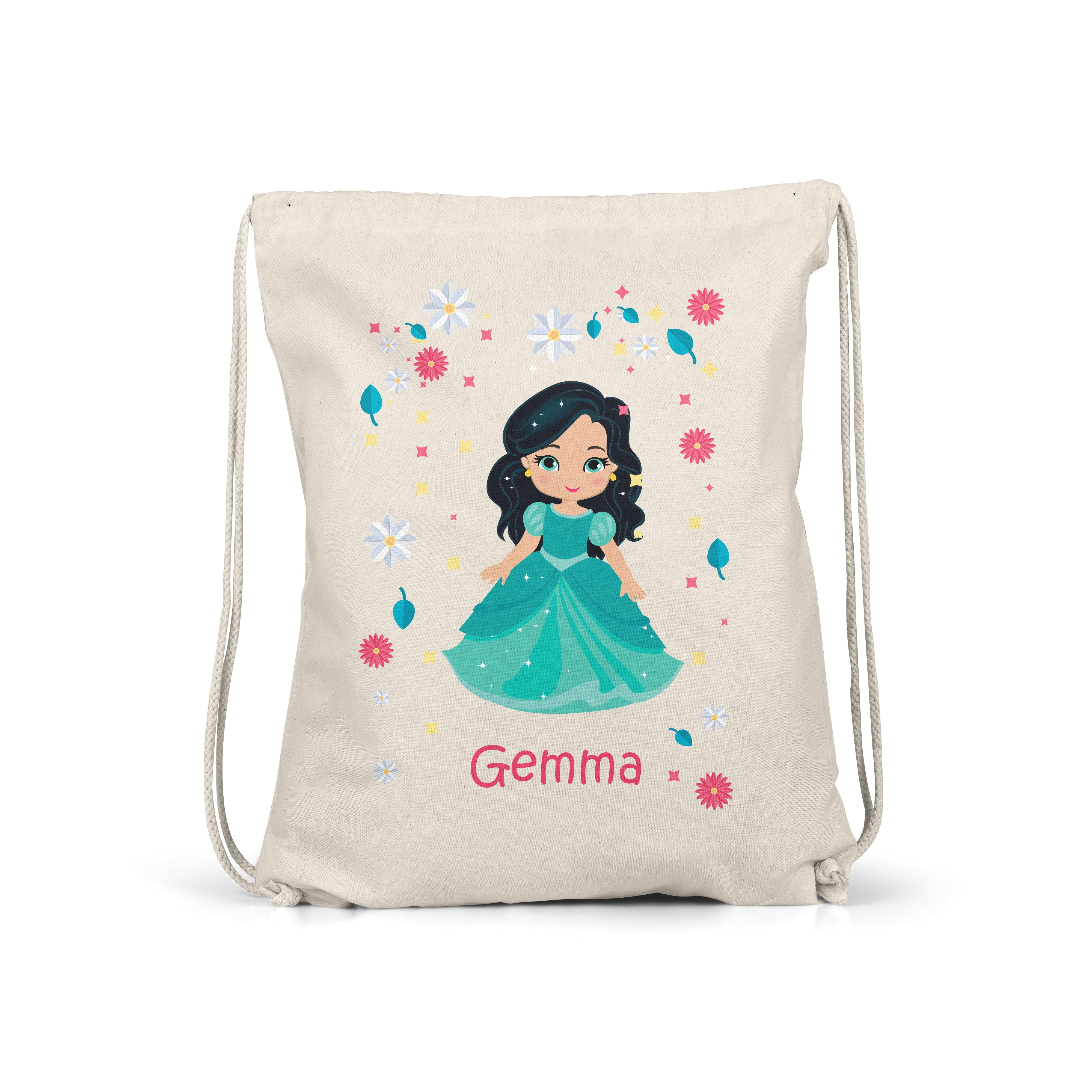 Princess - Personalised Kids Gym Bag - Green