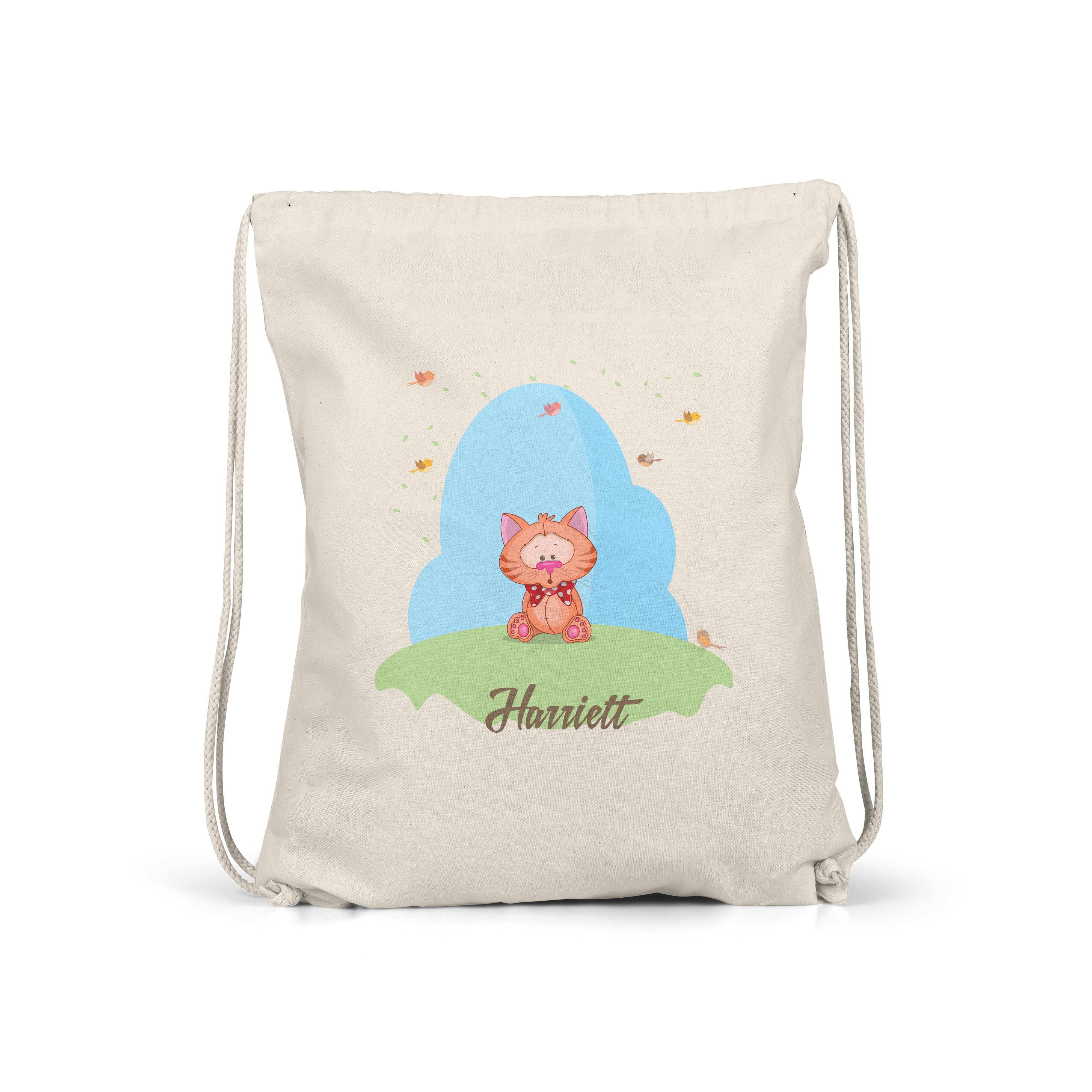 Cute Animals - Personalised Kids Gym Bag - Cat