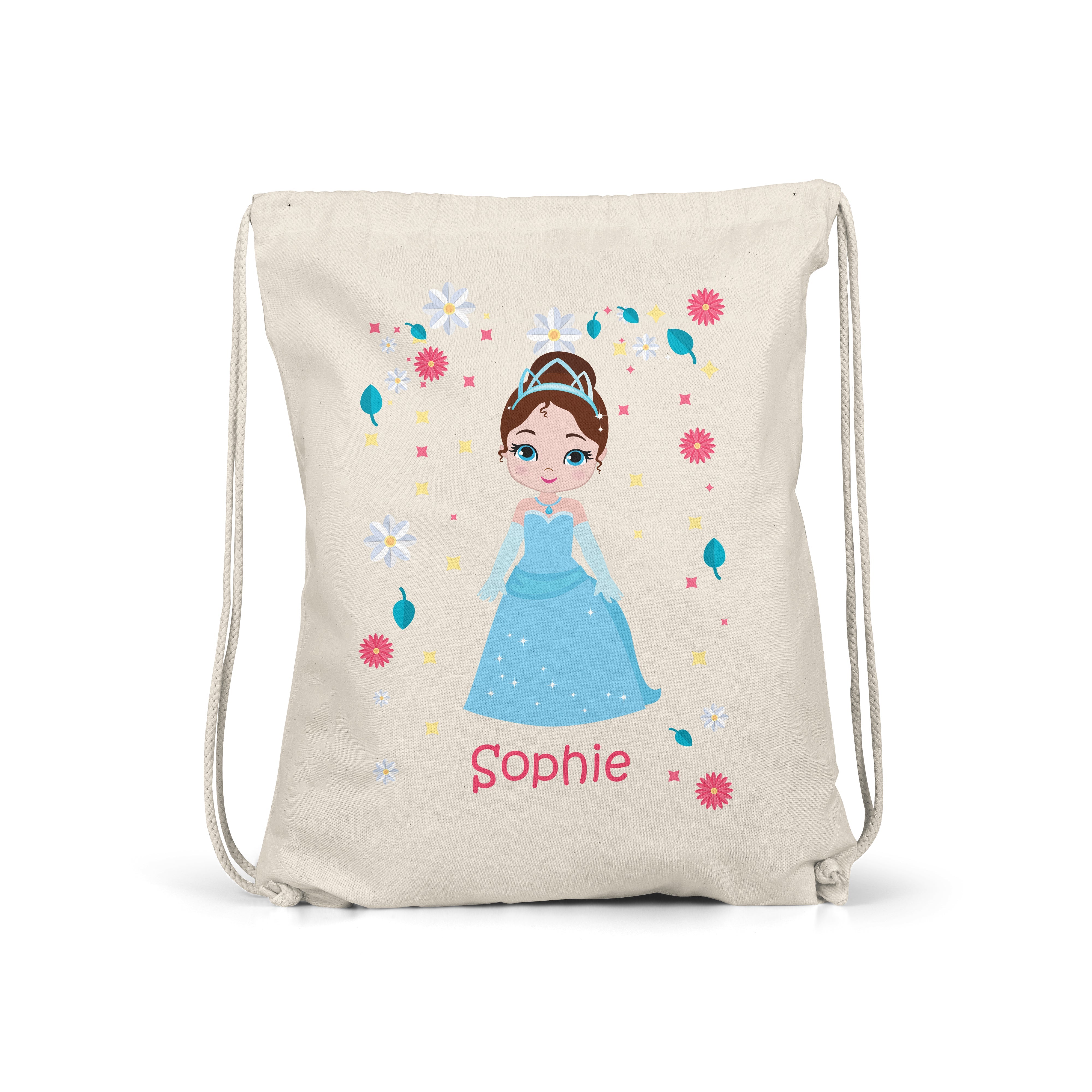 Princess - Personalised Kids Gym Bag - Long Dress Blue