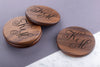 Personalised Engraved Walnut Coaster Round - Cursively