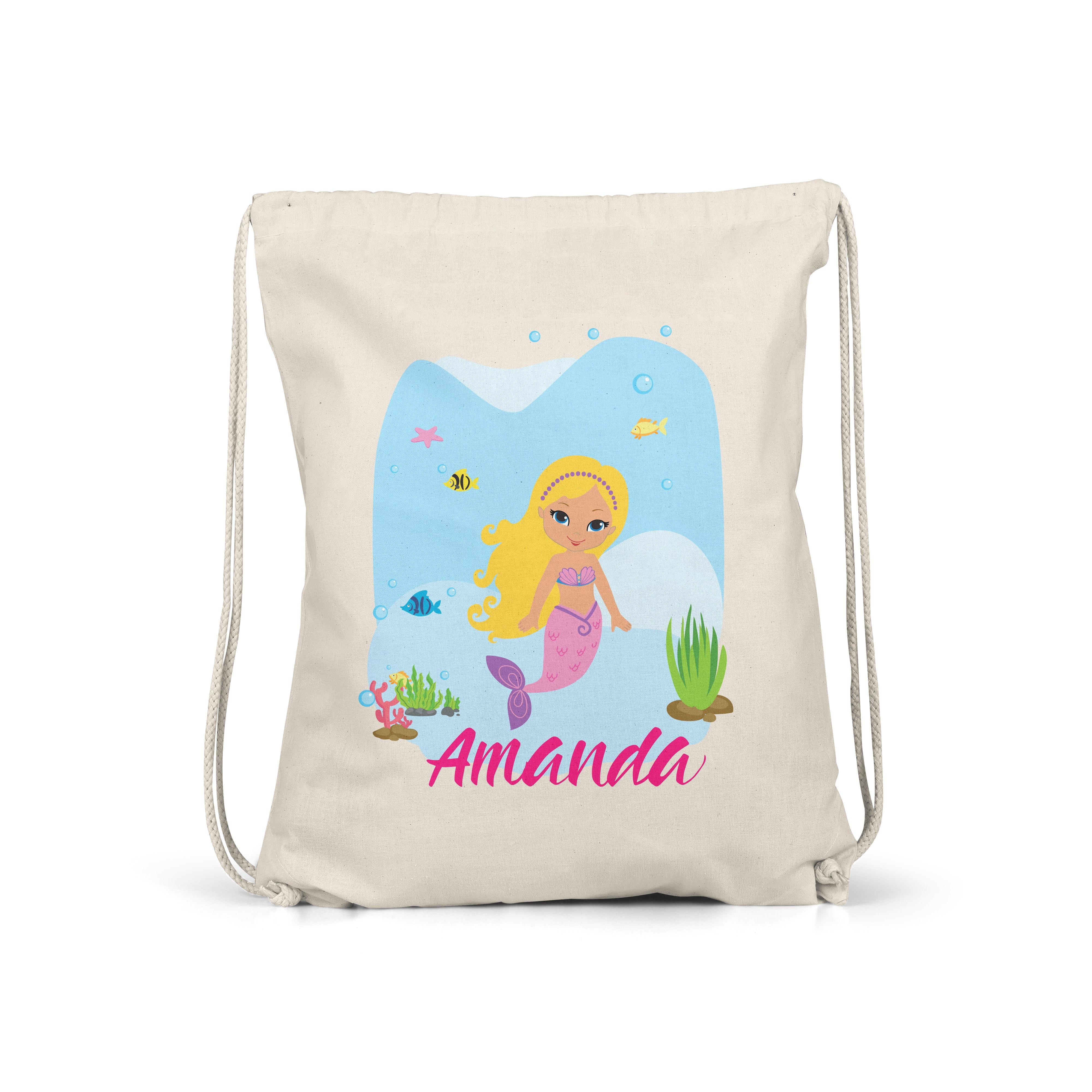 Mermaid - Personalised Kids Gym Bag - Multiple Colours - Perfect Gift - Pinky