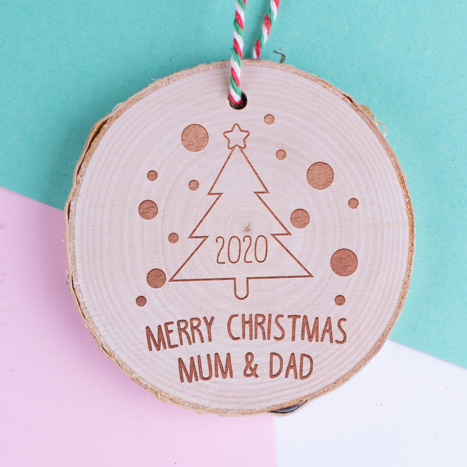 Personalised Christmas Wood Log Ornament #104