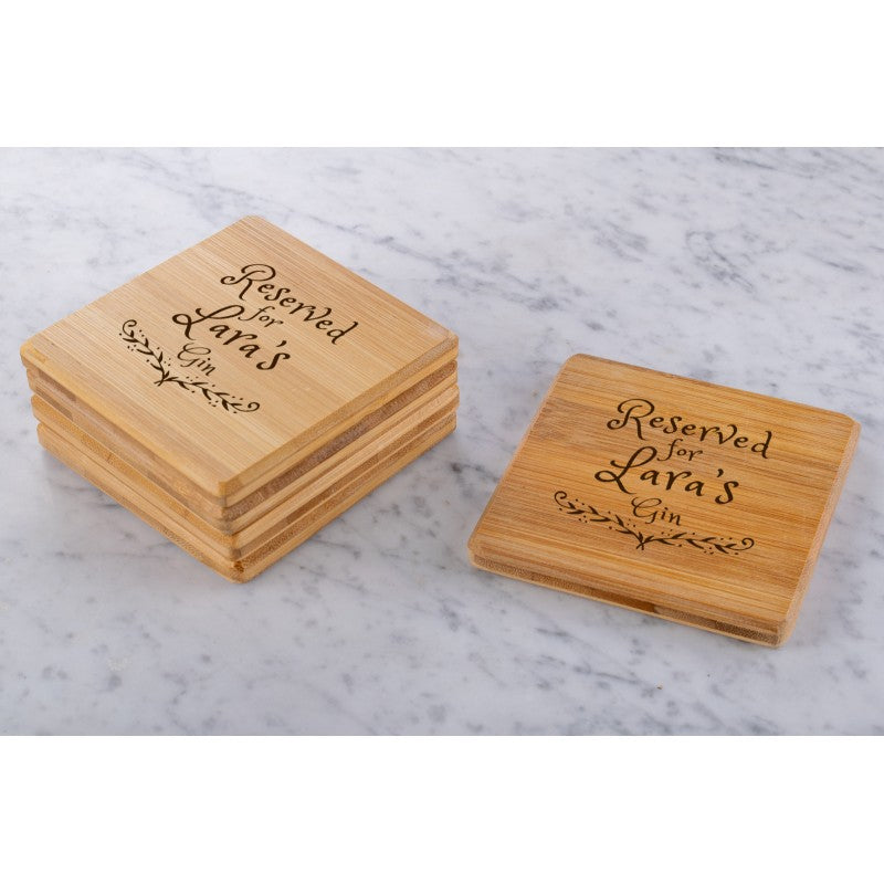 Personalised Engraved Wooden Bamboo Coaster Rectangle - Handwritng