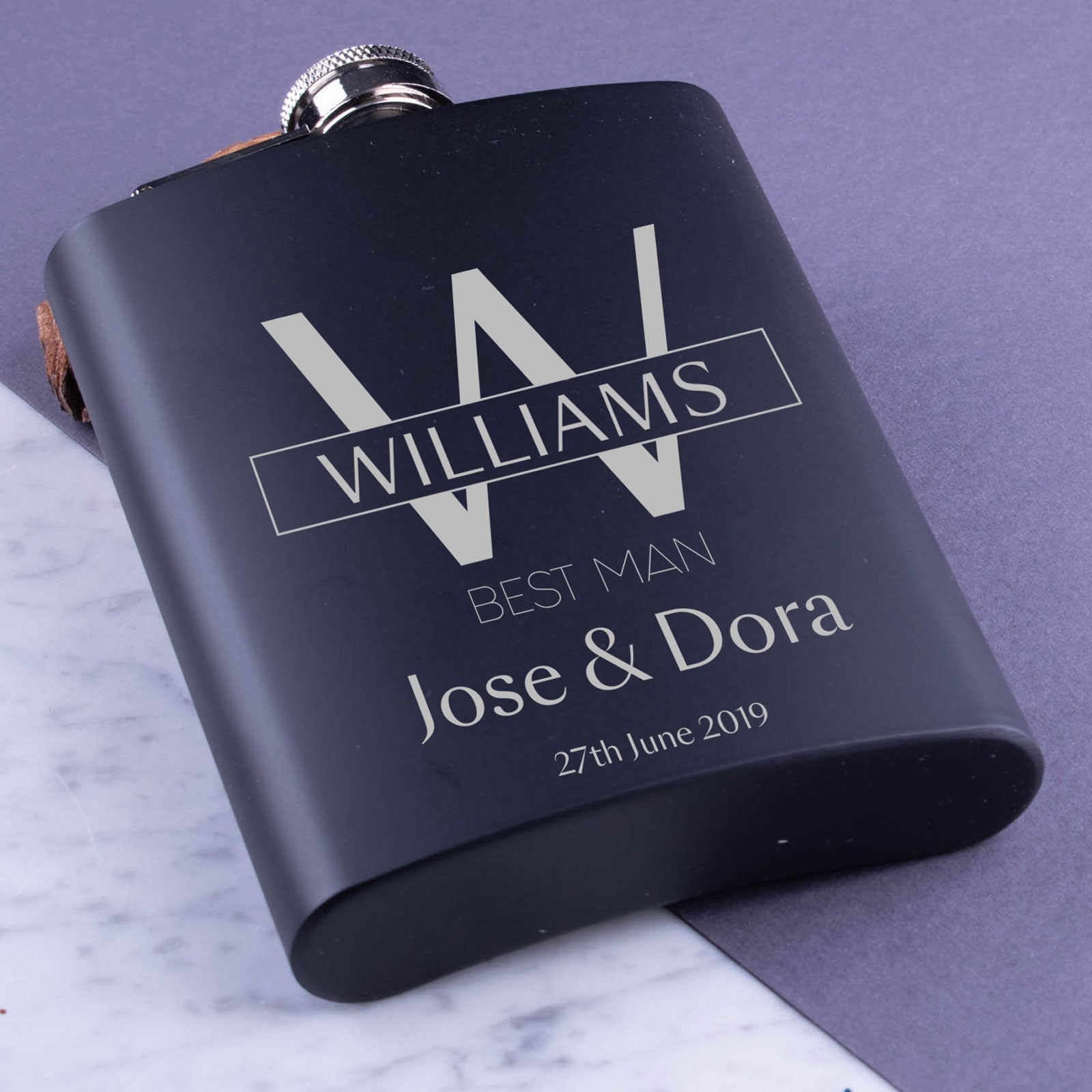 Personalised Metal Hip Flask - Perfect Gift - Any Message - The Letter