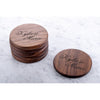 Personalised Engraved Walnut Coaster Round - Drink!