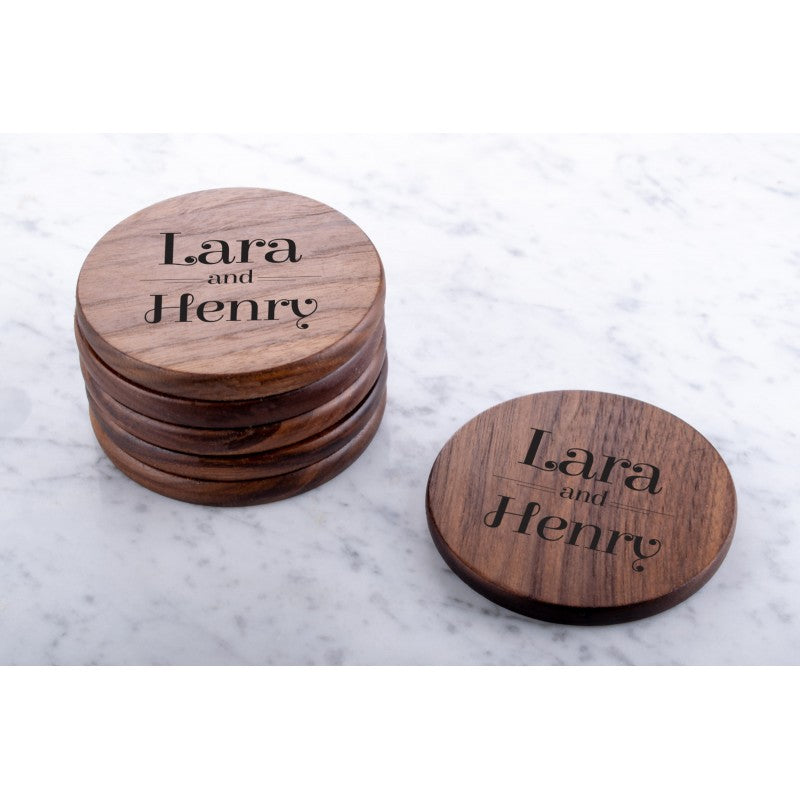 Personalised Engraved Walnut Coaster Round - Birthday Gift