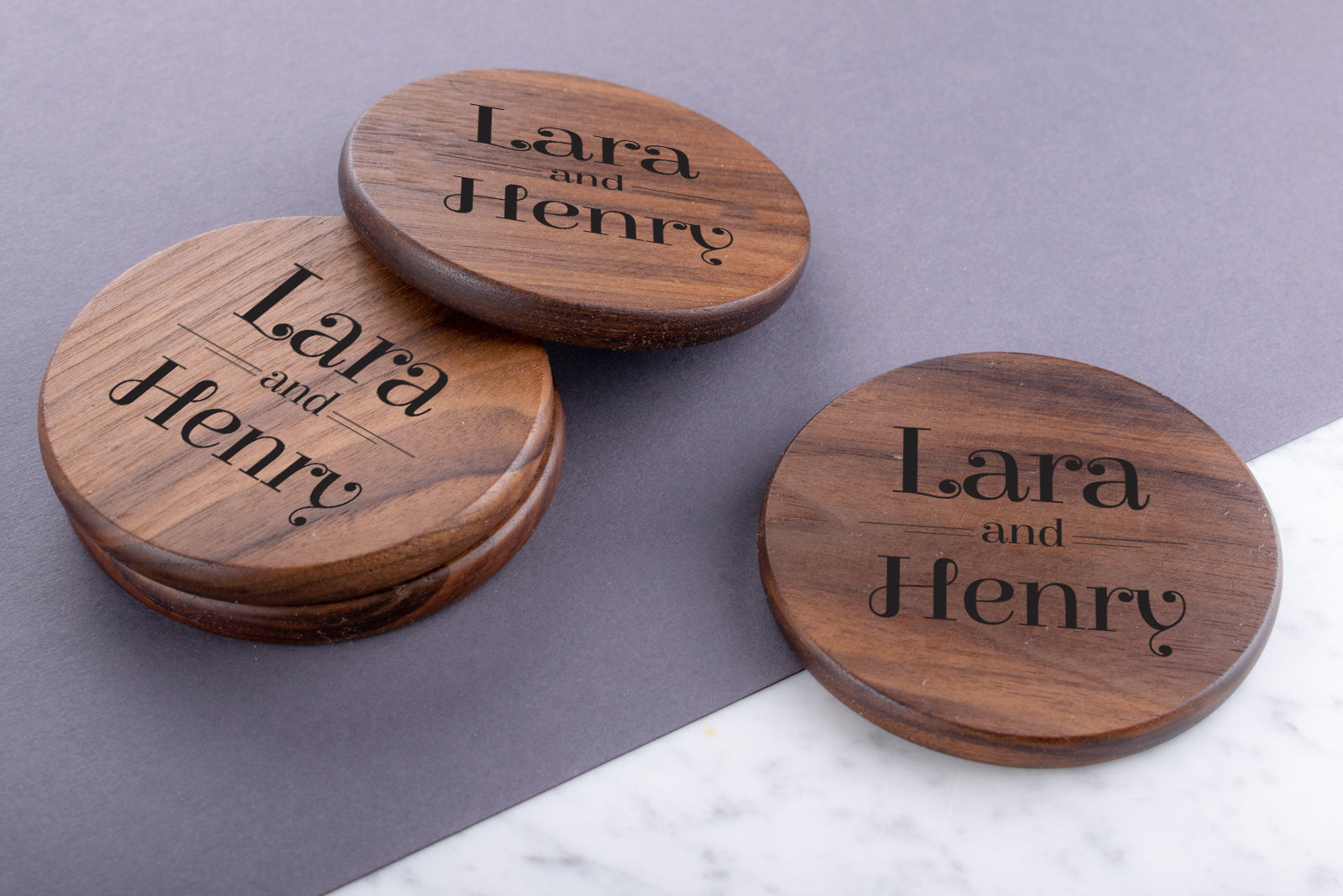 Personalised Engraved Walnut Coaster Round - Birthday Gift