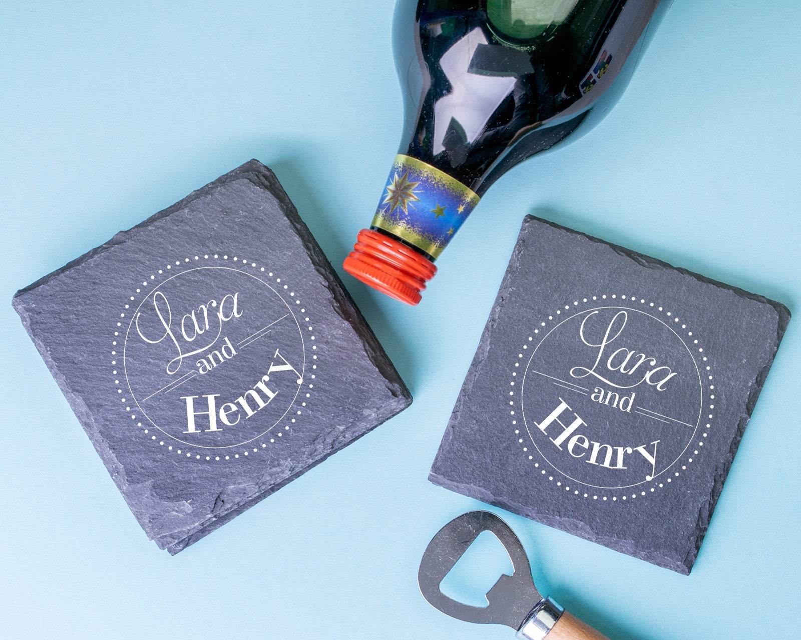 Personalised Engraved Slate Coaster Square - Rest Drinks Here