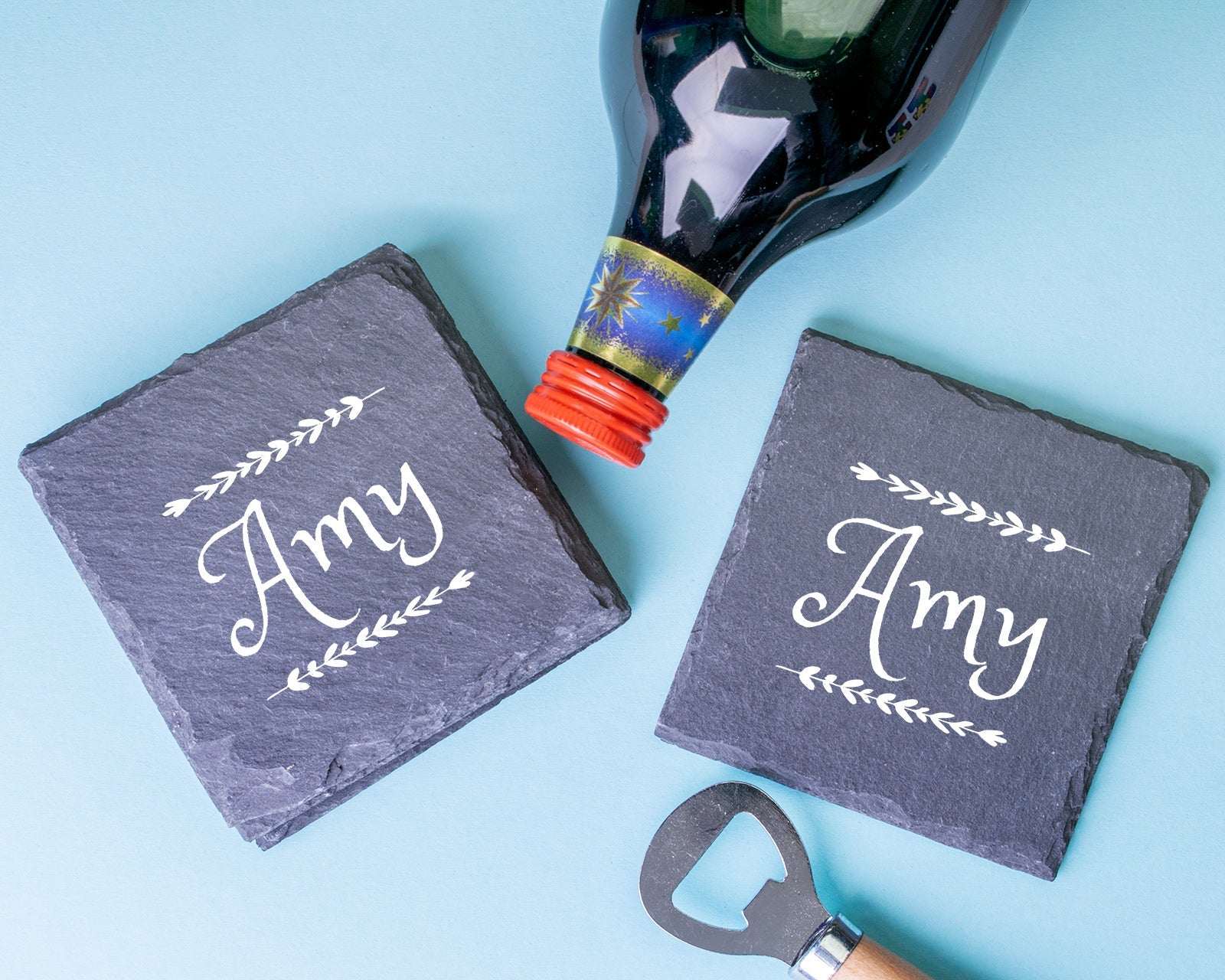 Personalised Engraved Slate Coaster Square - Let's Drink!