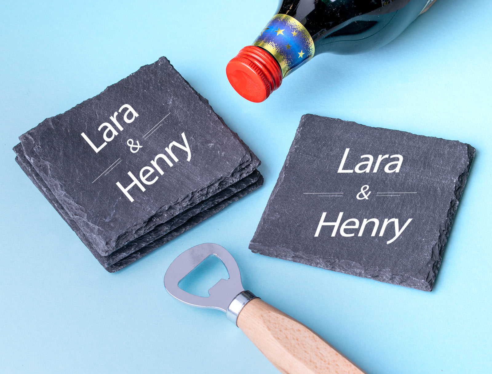 Personalised Engraved Slate Coaster Square - Cold Brews!