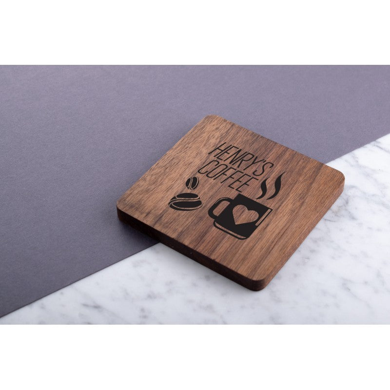 Personalised Engraved Wooden Walnut Coaster-28