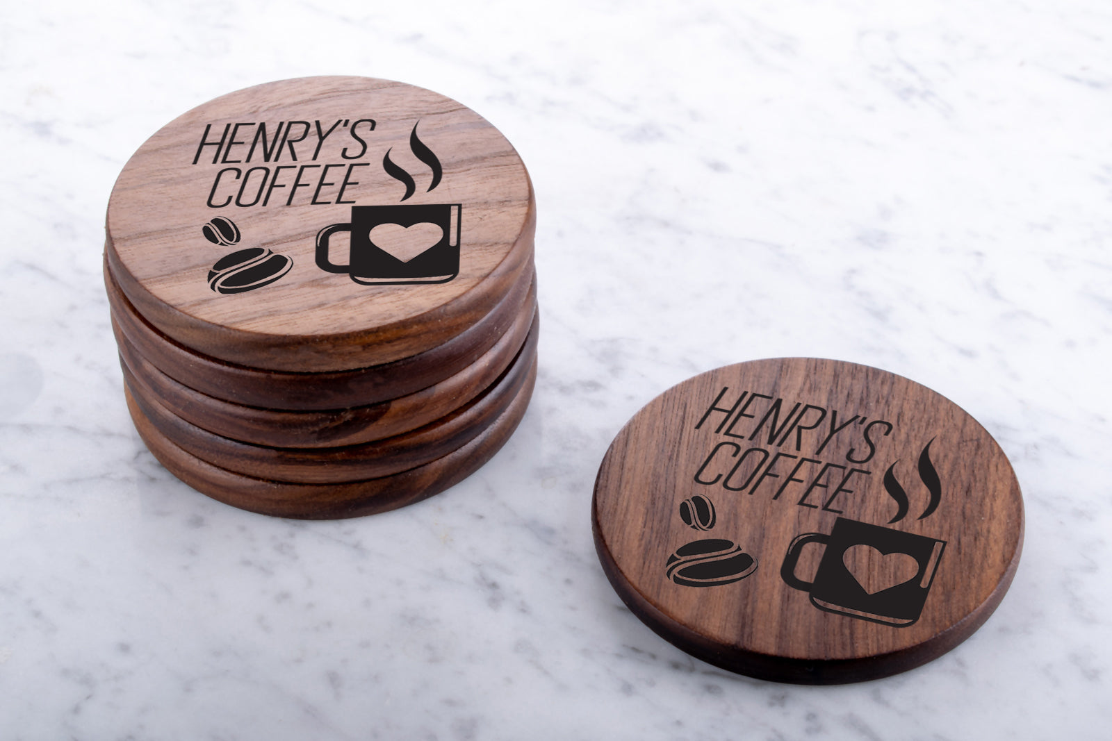 Personalised Engraved Walnut Coaster Round - Any Message