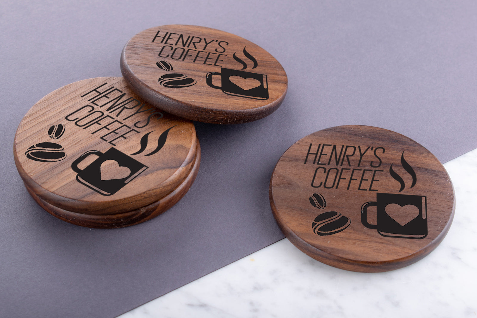 Personalised Engraved Walnut Coaster Round - Any Message