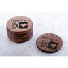 Personalised Engraved Walnut Coaster Round - Fancy