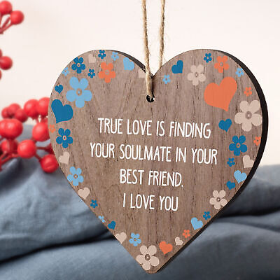 SOULMATE Gift Wooden Heart Best Friend Plaques Anniversary Valentines Day Gifts
