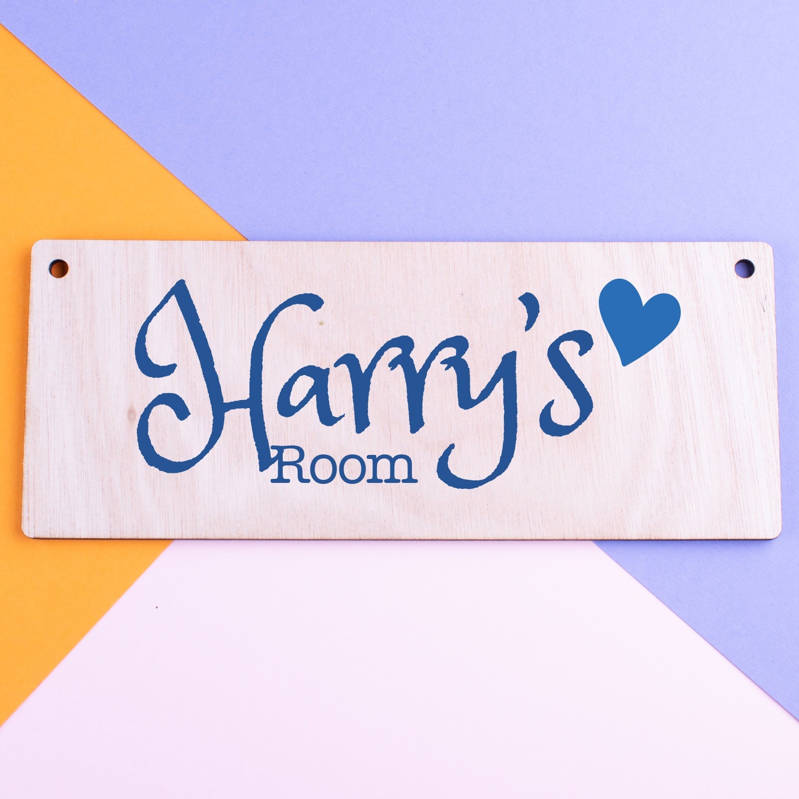 Personalised Wooden Door Sign - Deep Blue Heart