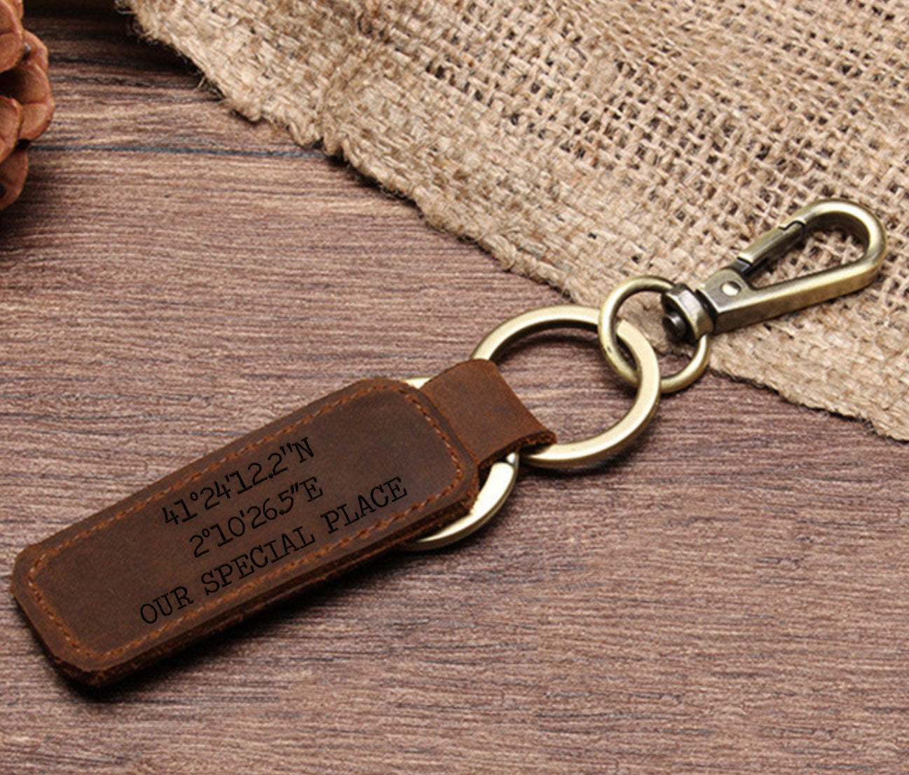 Personalised Leather Keyring - Large