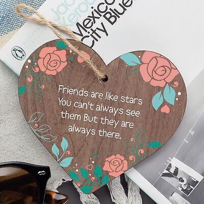 Best Friends Are Like Stars Friendship Sign Wood Heart Plaque Gift Thank You