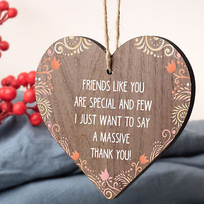 Friendship Best Friend Gift Handmade Wooden Heart Plaque Birthday Thank You