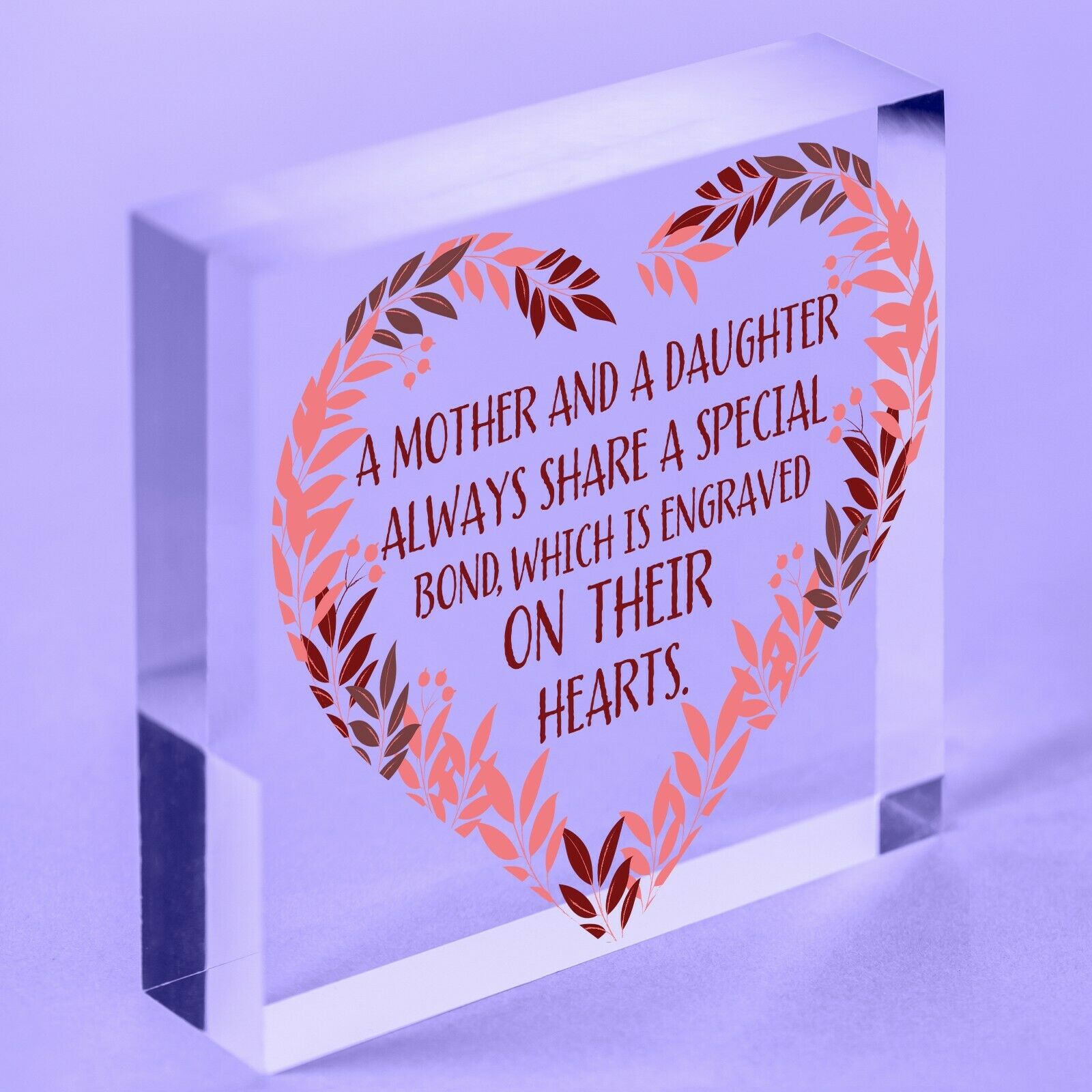 Mother Daughter Gifts Handmade  Friendship Plaque Mum Christmas Acrylic Block