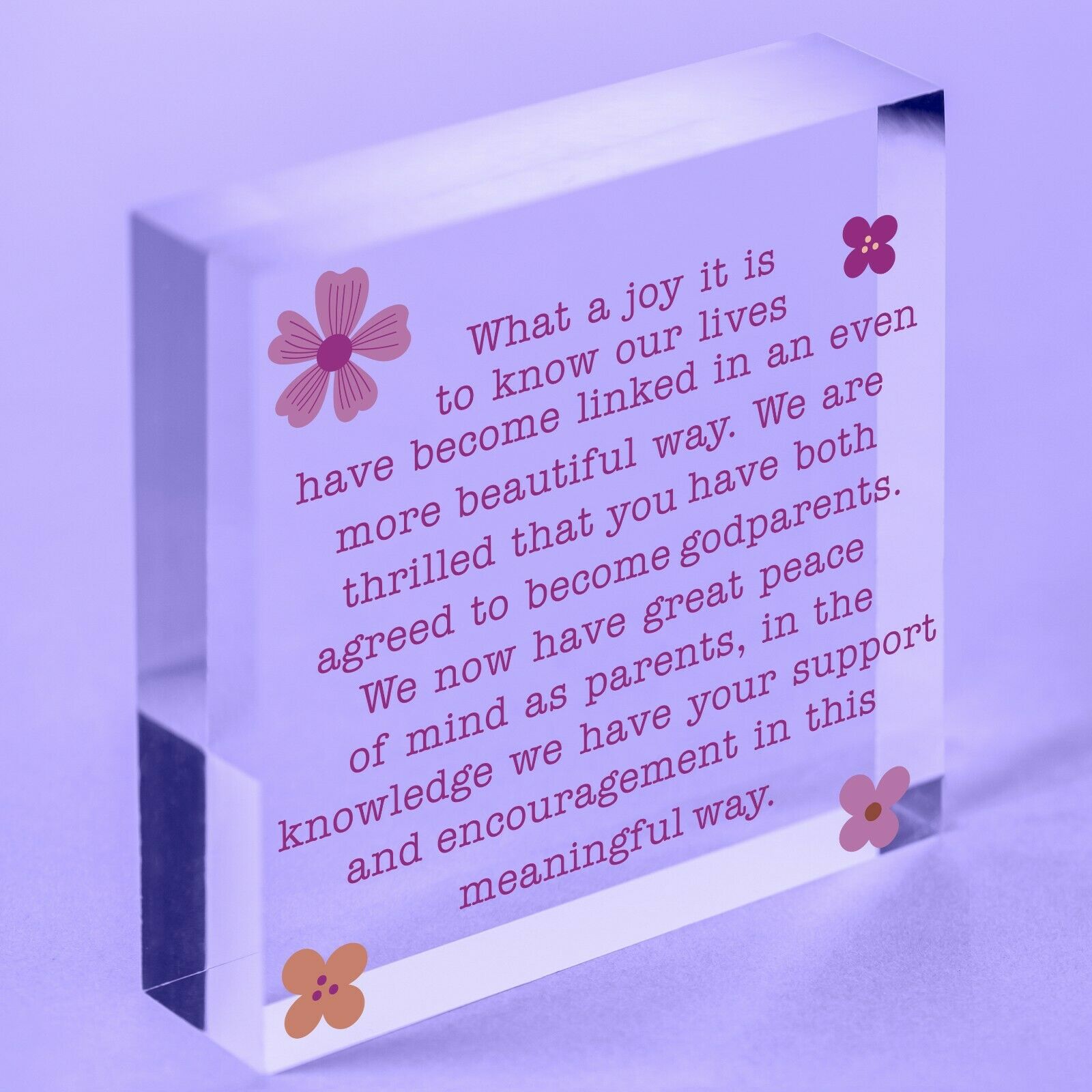 GODMOTHER GODFATHER Will You Be My Godfather Acrylic Plaque Christening Gifts