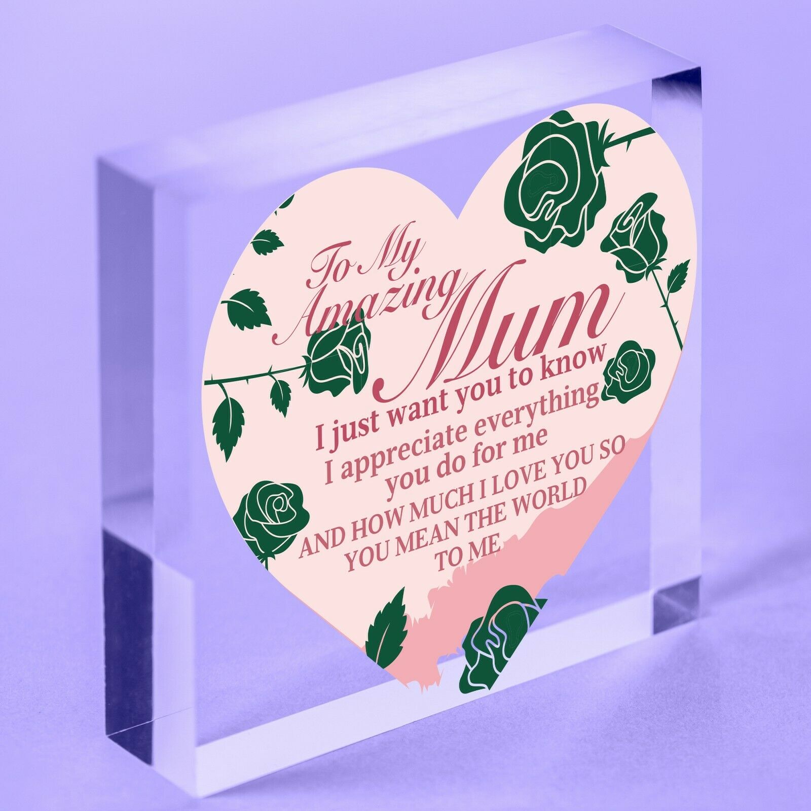 I Love You Mothers Day Gifts Mum Acrylic Block For Birthday Special Message