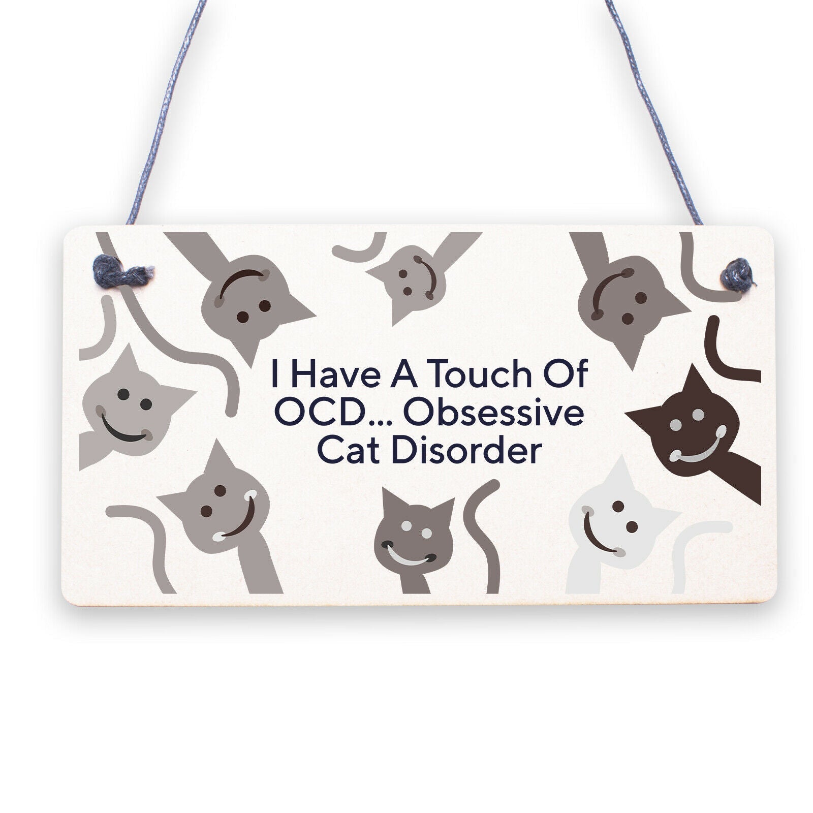 OCD - OBSESSIVE CAT DISORDER Funny Wooden Gift Plaque Sign Lover Friend & Family