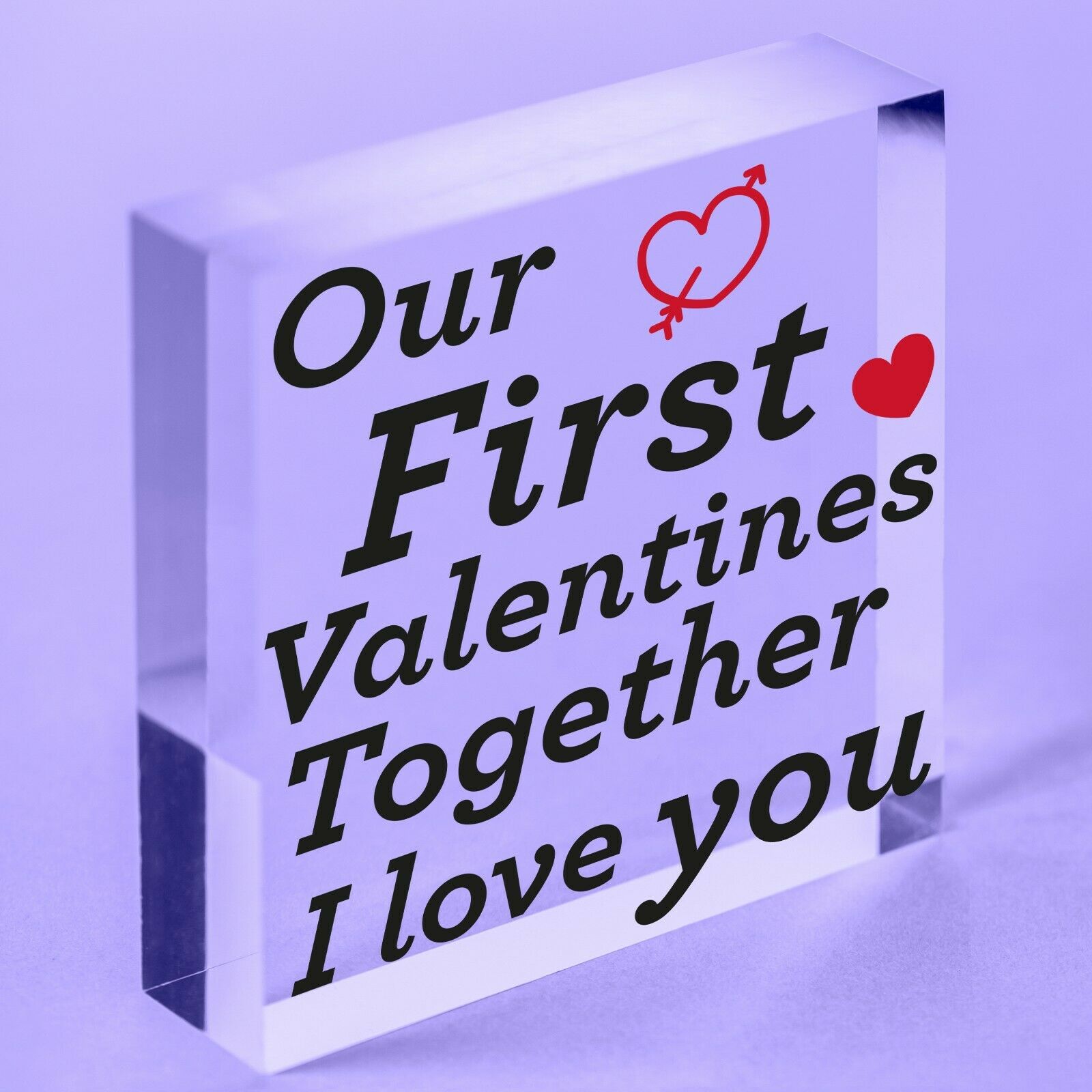 First Valentines Day Acrylic Block Anniversary Gift For Him Boyfriend Gifts