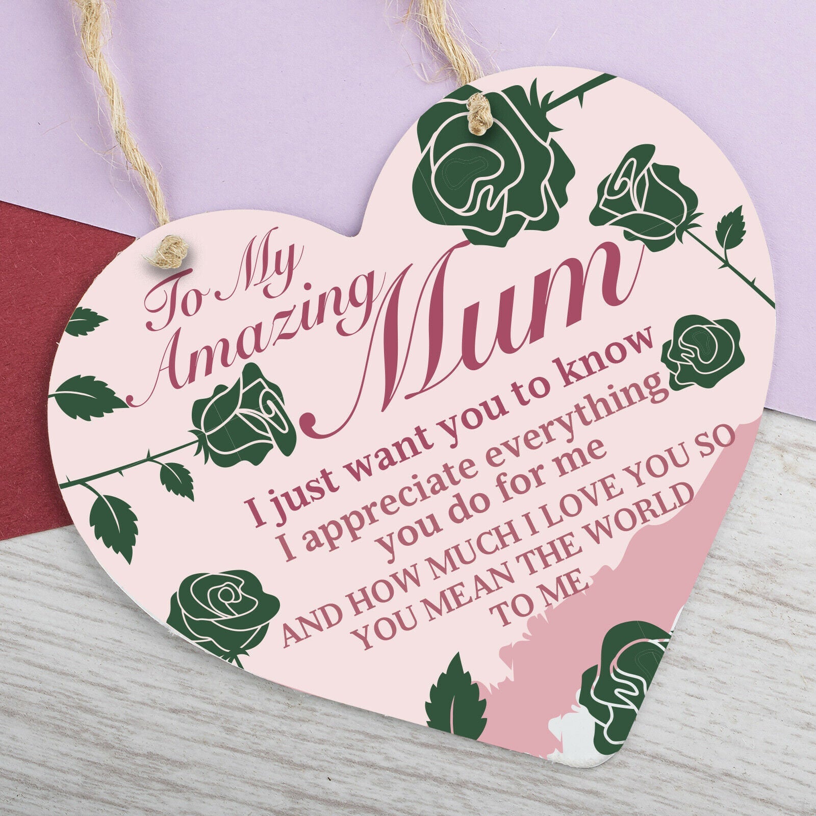 I Love You Mothers Day Gifts Mum Hanging Heart Plaque Sign