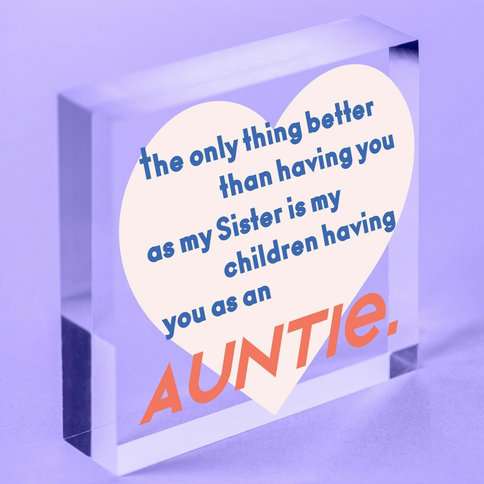 Sister Children Having You As Auntie Gift Acrylic Block Aunt Sign Wedding
