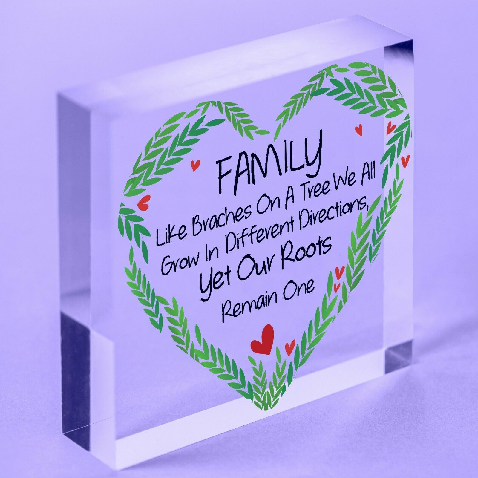 Family Roots Remain One Acrylic Block Shaped Families Plaque Love Gift